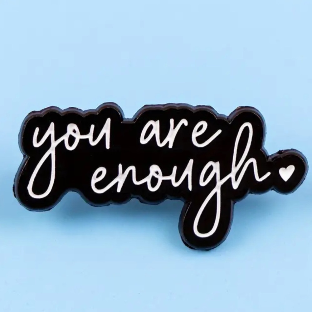 Inspirational Black and White Enamel Metal Pin